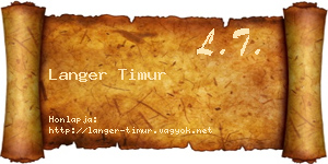 Langer Timur névjegykártya
